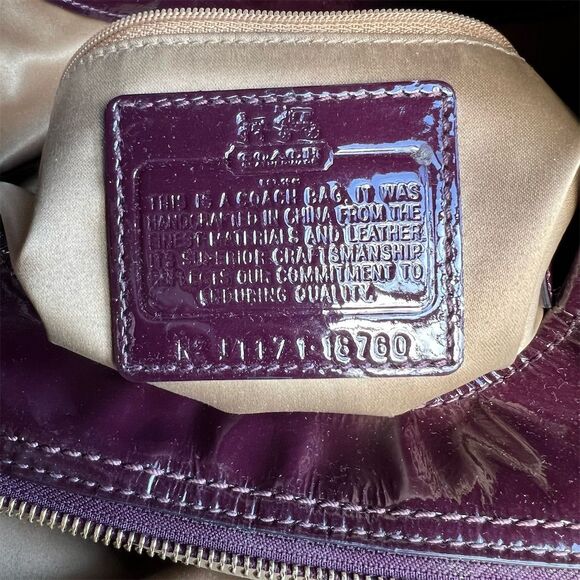 COACH Burgundy/Purple Patent Leather Madison Shoulder Bag & Wallet Set AUTHENTIC - Picture 16 of 16